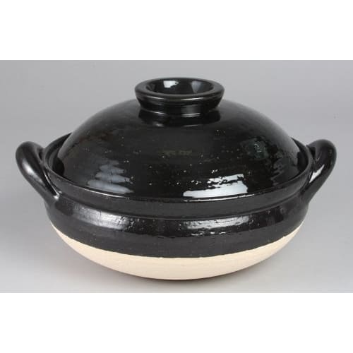 Nagatani-en Healthy Earthenware Steamer, Large, 31 Cm, 3000 Ml Capacity, Serves 3-5, Direct Heat Only, Black, Iga-yaki, Made In Japan, ZW-18