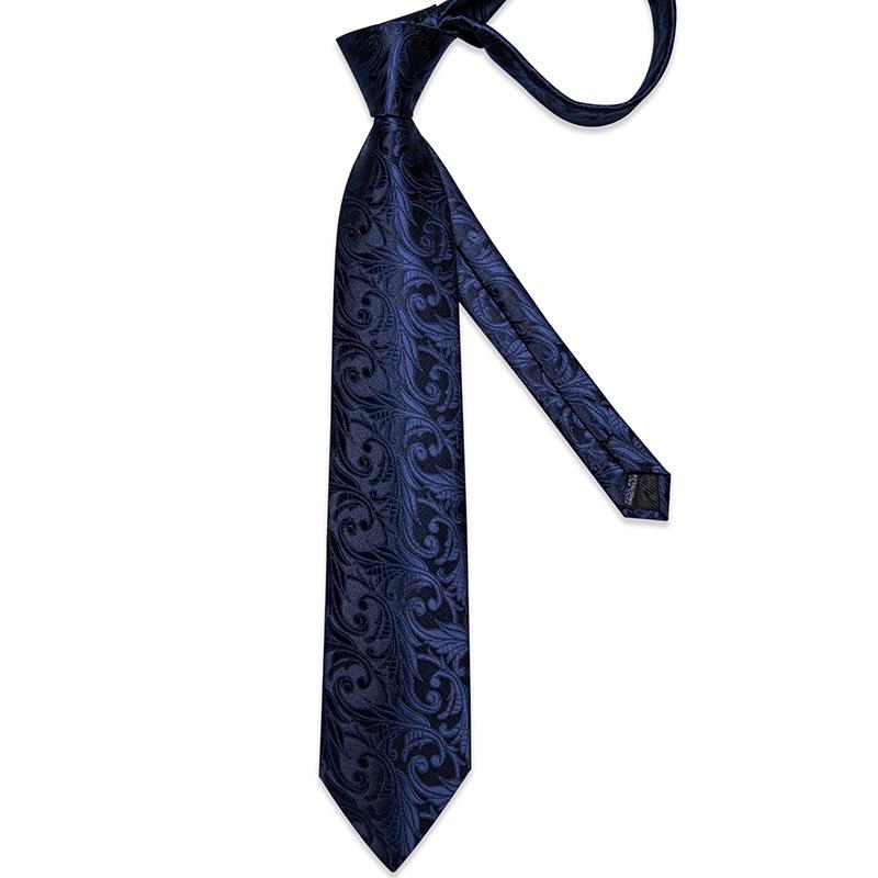 Mens Ties Set with Ring Special Design Business Silk Tie Handkerchief Cufflinks Set for Formal Party