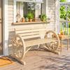 Garden Bench, 3-Seater Wooden, Armrests, Wheels, Cart-Style, Fir Wood, Natural Wood Effect