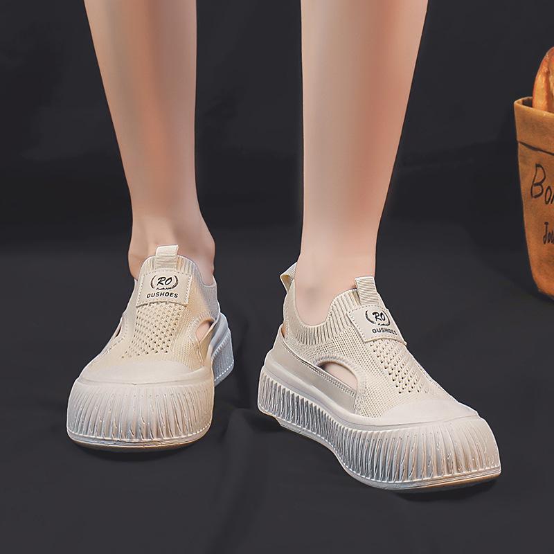 Женские парусиновые туфли, летние, дышащие, повседневные, белые, без застежек, на платформе, спортивные, женские кроссовки