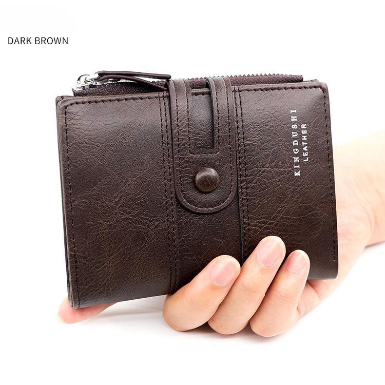 Новые деловые мужские кошельки на молнии, держатель для карт, высококачественный мужской кошелек, новый винтажный держатель для монет из искусственной кожи, мужские кошельки