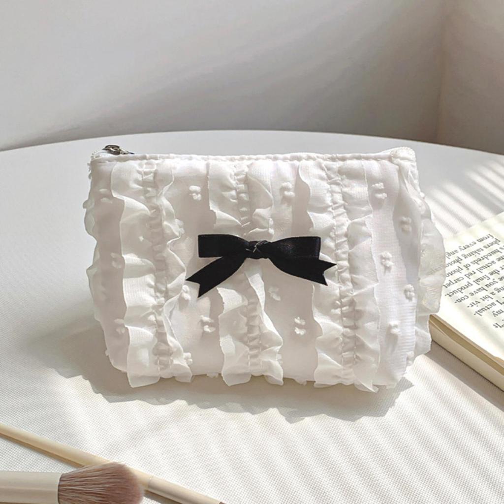 Милый кружевной кошелек с бантом, портативная косметичка для хранения, ключница, косметичка для помады, органайзер для наушников, клатч, сумки на молнии, женские кошельки