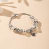 Sparkling Crystal Beaded Heart Bracelet With Rhinestone Pendant And Beaded Chain Charm