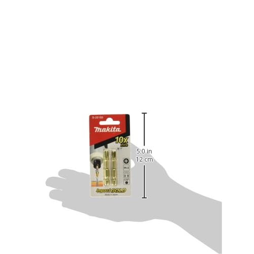 Makita B-28189 Ударная отвертка золотого цвета с крестообразным шлицем #3, 2 дюйма, комплект