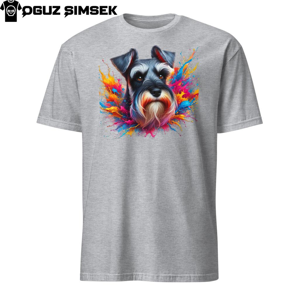 Colorful Miniature Schnauzer Unisex T-Shirt | Unique Dog Design Short Sleeve Tee