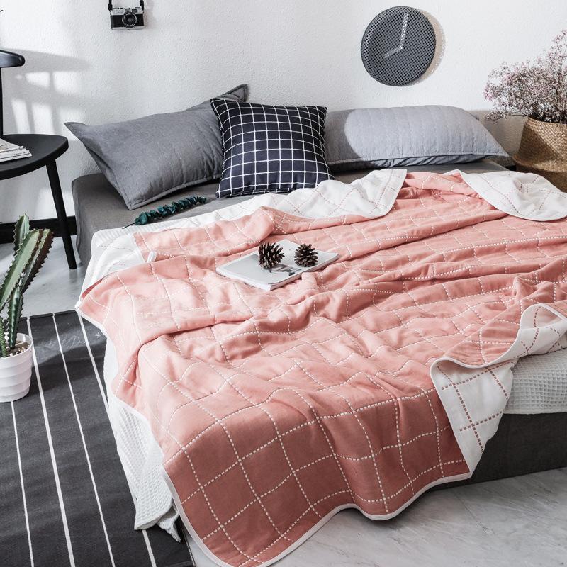 Новое хлопковое шестислойное марлевое одеяло представляет собой одинарное двойное одеяло с кондиционером, хлопковое диванное полотенце, четырехсезонное одеяло для обеденного перерыва.