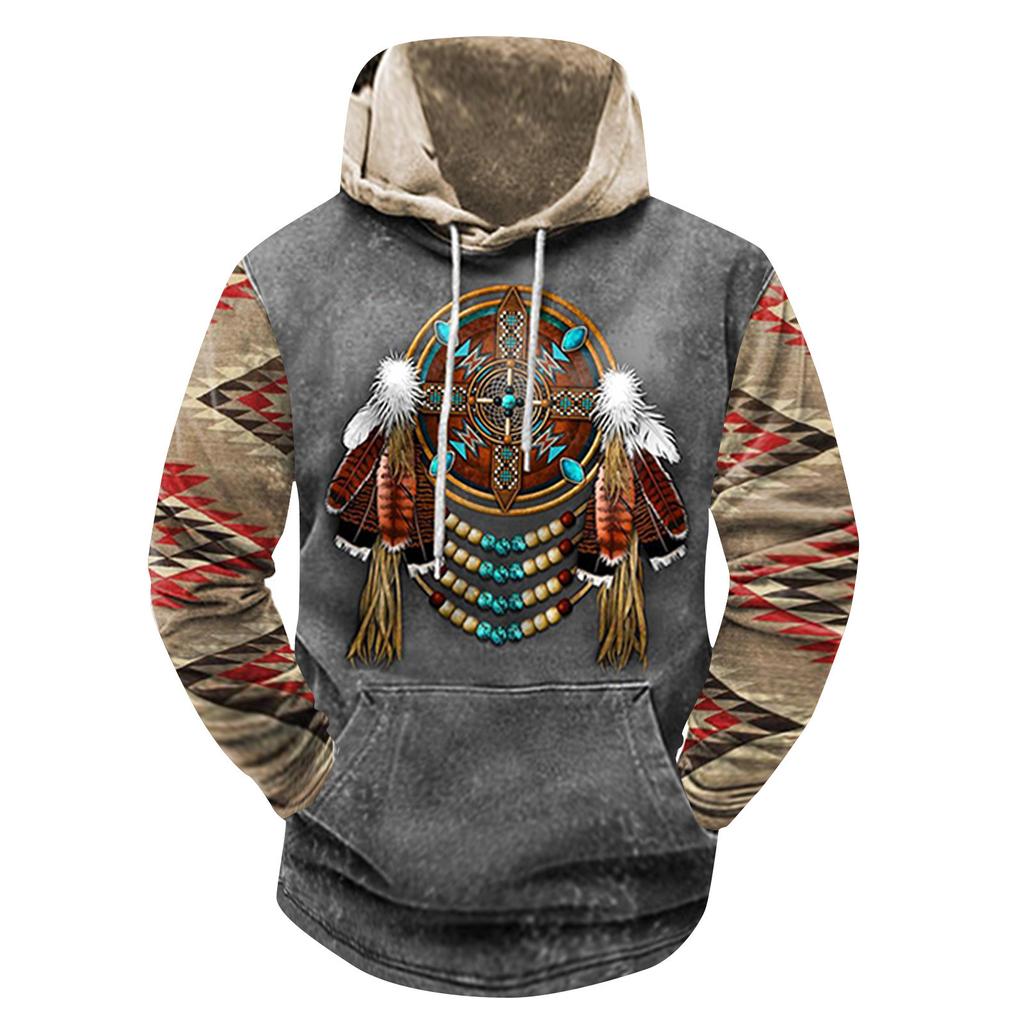 Модный свободный мужской и женский свитер с капюшоном с длинным рукавом и принтом