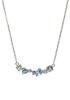 Колье-линия из белого золота 10 карат с синими и камнями-талисманами для и Ma564 [Четырехлистный клевер] Аквамарин, Топаз, Танзанит, Март, Ноябрь, Декабрь
