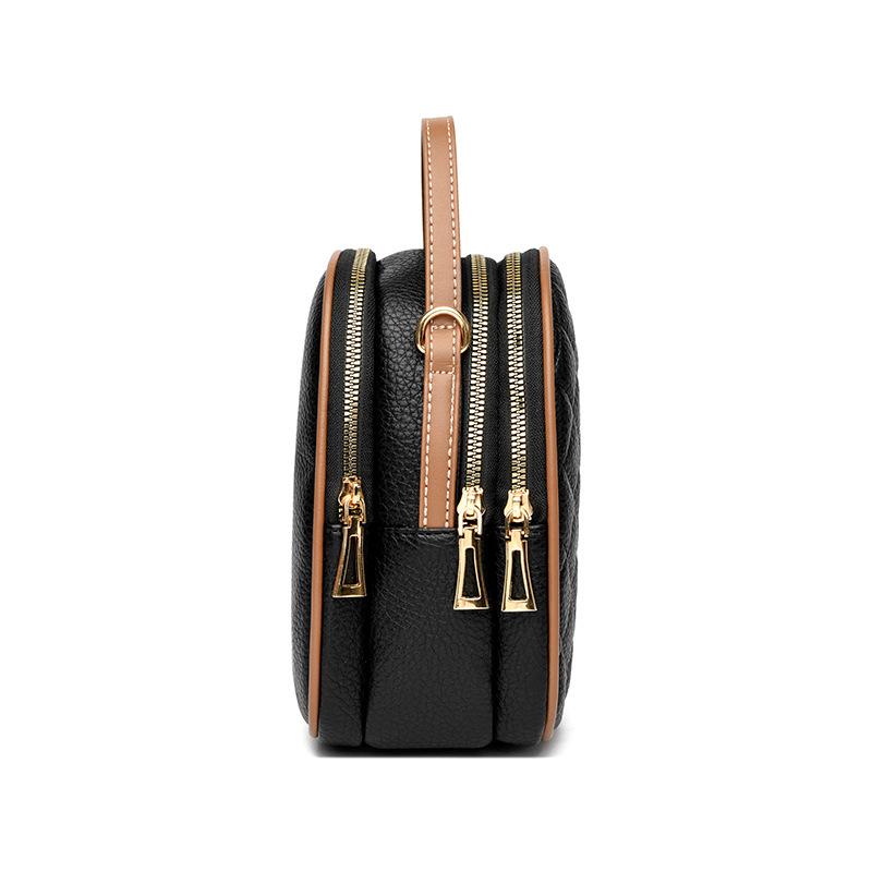 Emgrand Kangaroo Soft Leather Embroidery Thread Small Bag Three-layer Women's Bag 2025 New Versatile Mobile Phone Bag Mini Messenger Bag