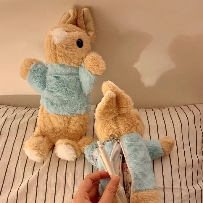 New Cartoon Peter Rabbit Animal Pen Bag Cute Soft Healing Doll Large Capacity Pen Bag Student Stationery Storage Bag Gift