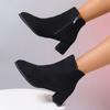Fashionable Versatile Short Boots Women Autumn Winter Pointed Toe Thick Heel Side Zipper Casual Comfortable High-heeled Boots