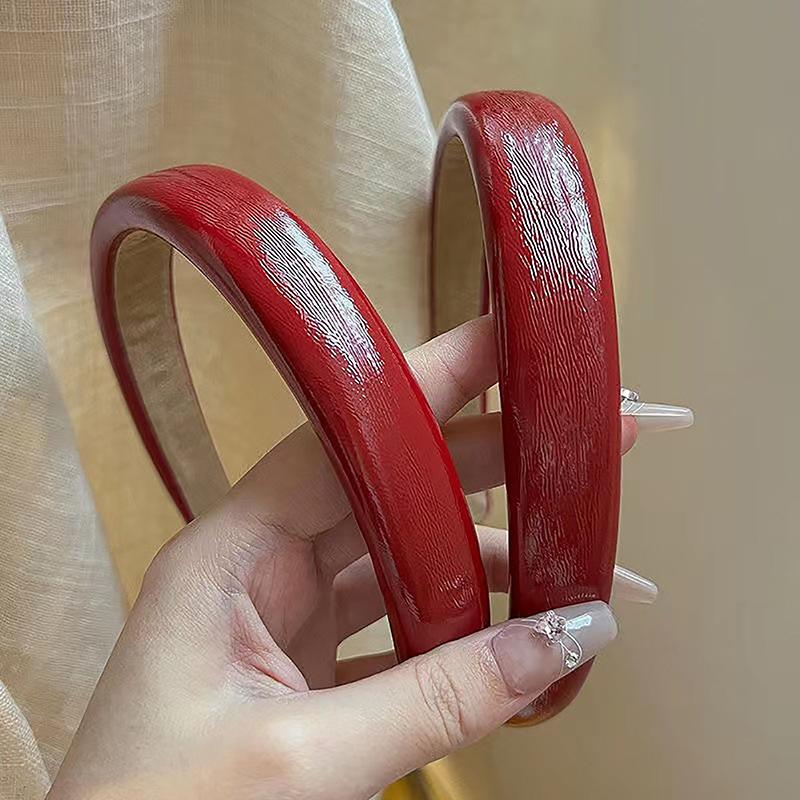 Ретро-красная кожаная губчатая повязка на голову для женщин, темпераментный обруч для волос, мытье лица, повязка для волос, женские аксессуары для волос на вечеринку, подарок