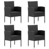 VidaXL Garden Chairs Cushions Black Set of 4 Black Wicker, Garden Seat, Balcony Chair, Dining Chair of 318729