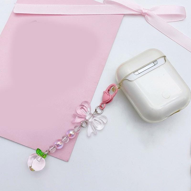 Брелок на шею для телефона с бусинами, ремешок на запястье, бант, сердце, цепочка для телефона, DIY, ручная работа, брелоки-бантики, аксессуар для телефона, рюкзака, камеры