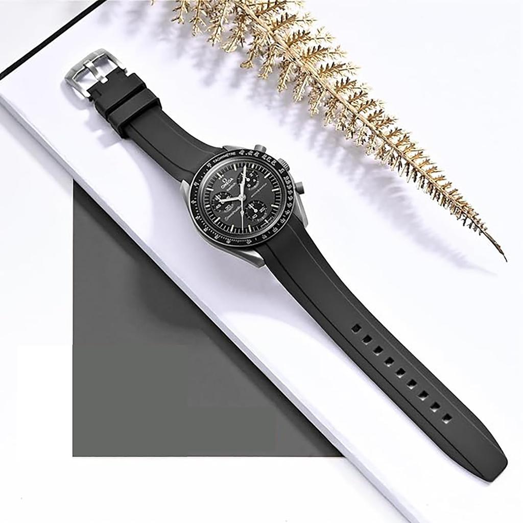 20-мм силиконовый ремешок для часов для и водонепроницаемый и Omega, Swatch, MoonSwatch, Speedmaster, Rolex, Seiko. Потостойкий.