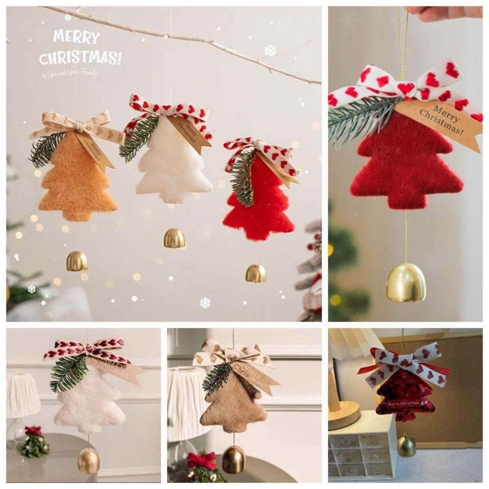Мягкая подвеска в виде елки ручной работы, поделки, колокольчик на елку, настенное украшение, рождественские подарки