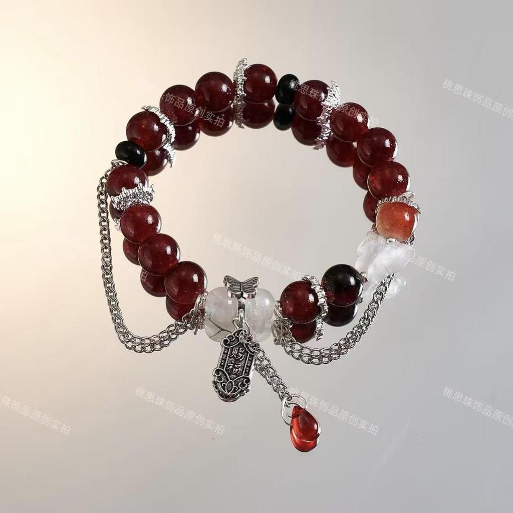 Очаровательный браслет с розовыми кристаллами и цветочным узором - Мечтательный подарок в придворном стиле для девушки