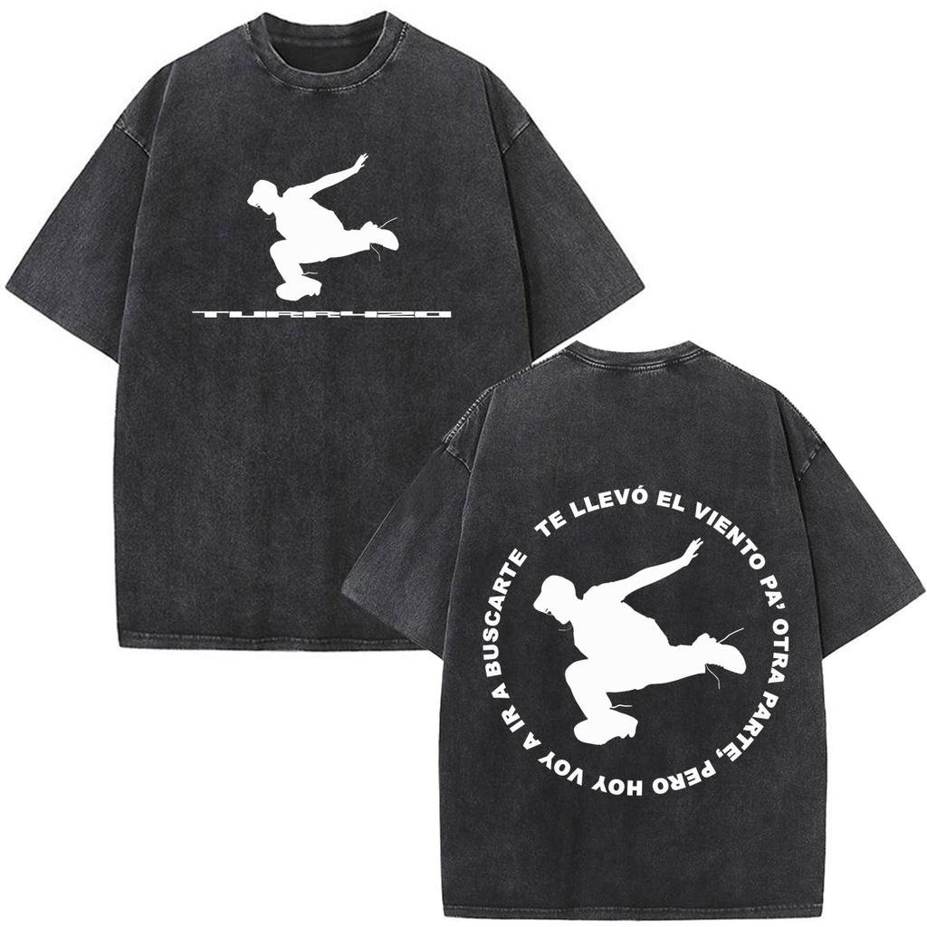 Rapper Trueno Turr4zo Album 2026 Tour Print Vintage Washed Tshirt Men Women Fashion T-shirt Summer Loose Casual Cotton T-shirts