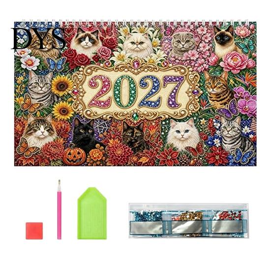 Ручной Бумажный Календарь 2027 DIY Искусственный Алмазный Арт Настенный Календарь, Картина Стразами Иллюстрация Сезонный Подарок для Любителей Рукоделия Тема Спираль