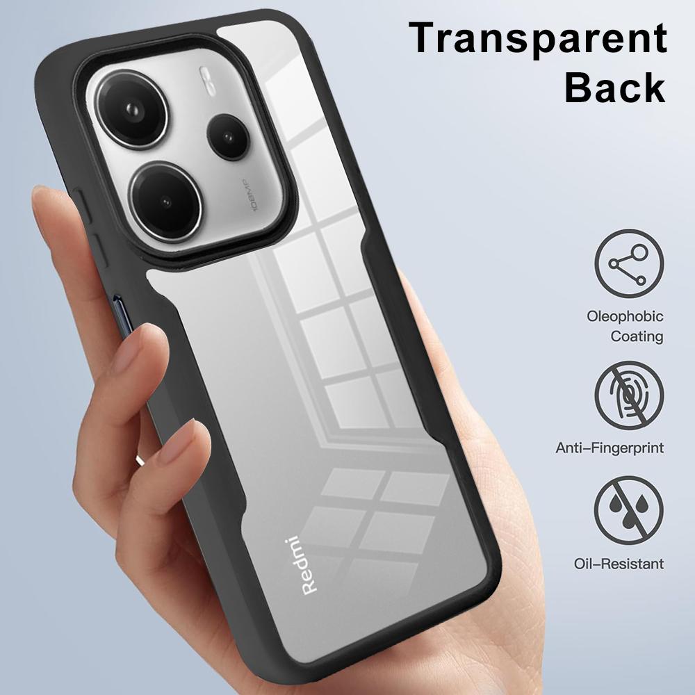 Чехол 360° Full Cover Военного уровня для Xiaomi Redmi 14C 13C 12C Note 14 13 12 Pro Plus Pro+ 5G Прозрачный Ударопрочный Корпус Прозрачный Жесткий