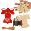 Inkdotpot 40pcs Bell Wooden Ornament with Holes 3.5" Unfinished Predrilled Natural Wood Slices for Crafts Wooden DIY Christmas Ornaments Hanging Ropes