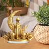 Acrylic Moon Castle Ornament 2D Flat Golden Crescent Moon Mosque Table Sign Holiday Party Home Office Living Room Bedroom Desktop Decoration
