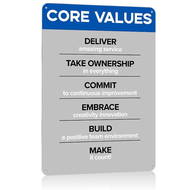 Core Values Metal Poster Tin Sign Wall Art Decoration Living Room Decor Customizable Metal Signs for Home Decoration Decorations