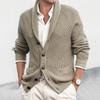 Men's Cardigan Sweater with Turn-down Collar and Long Sleeves