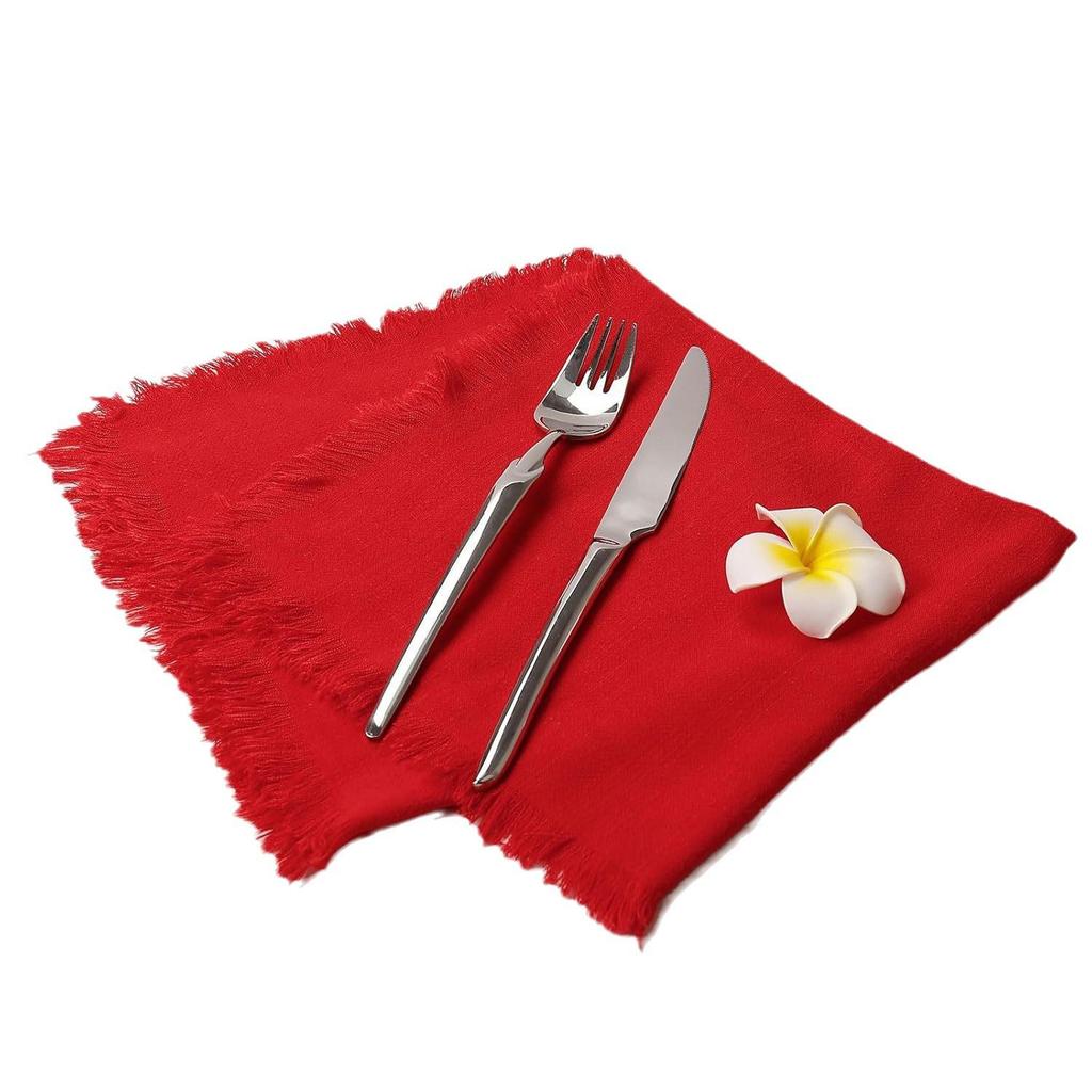 Sub-Cotton Linen Napkin with Tassels for Elegant Dining & Photography Decor