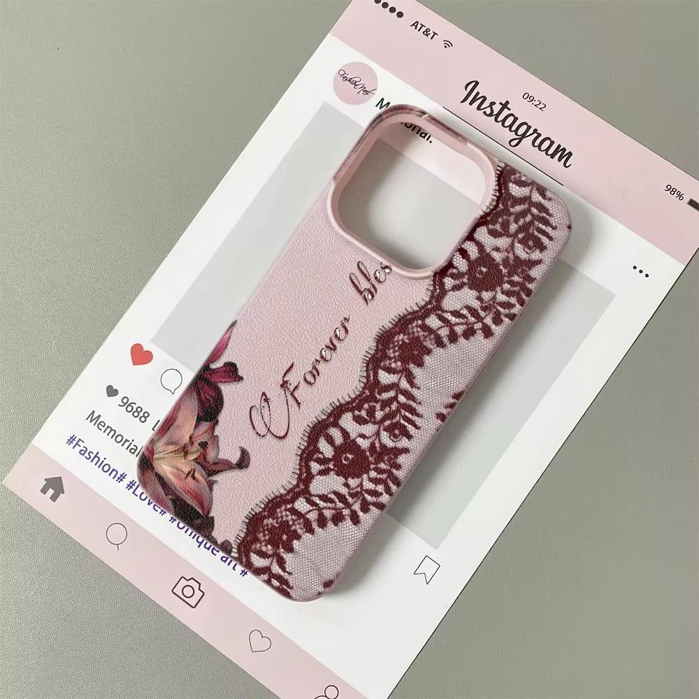 Красный цветочный кружевной узор Чехол для телефона Для iPhone 17 17Air 16 15 14 13 12 11 Pro Max Y2K Сексуальная эстетика Силиконовый мягкий чехол Funda