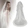 Bridal Wedding Veil Lace Flower Embroidery Single Layer Large Long White Romantic Soft Mesh Photo Prop Cosplay Engagement Veil Party Headpiece