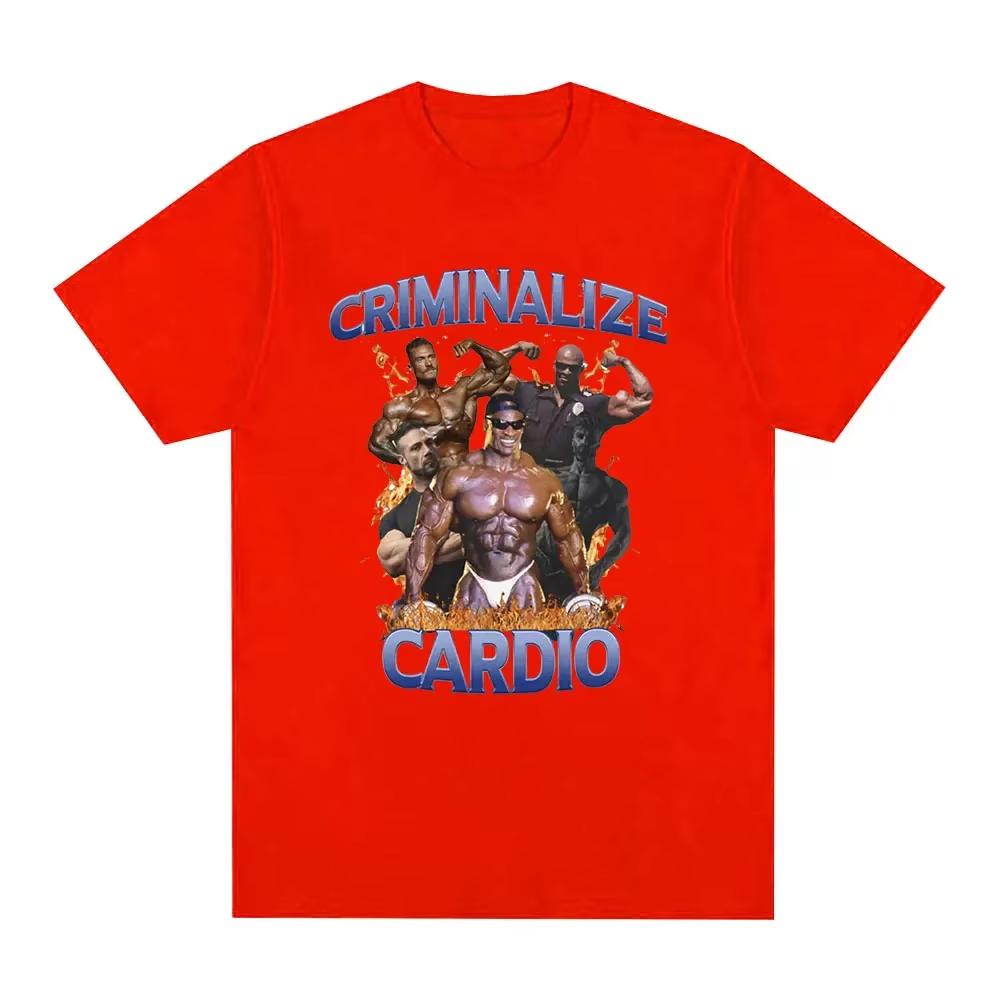 Criminalize Cardio Meme Pattern Tshirt Gym Fitness Retro Unisex Unisex Short Sleeved Tshirt Fashion Hip Hop Tshirt Unisex