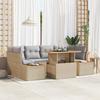 VidaXL 7-piece Garden Dining Set with Beige Poly Rattan Cushions and Acacia 3350037