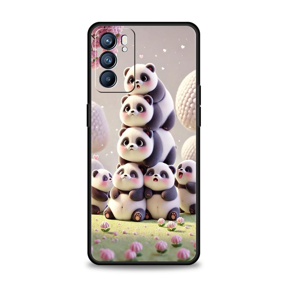 Чехол для телефона с пандами для Oppo Reno 13 12 11 10 7 F Find X5 X6 A98 A80 A79 A78 A57 A54 A31 A17 Pro 5G Мягкий ТПУ Чехол Fundas Сумки
