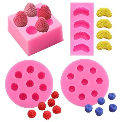 4 шт./компл. 3D силиконовые формы для фруктов, формы для выпечки клубники, мандарина, малины и черники для торта, кекса, мыла, восковой свечи, шоколада