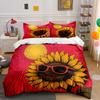 Sunflower with Sunglasses Design Bedding Duvet Cover Set Duvet Cover Pillowcases (1*Duvet Cover 2*Pillowcases, Without Duvet Insert)