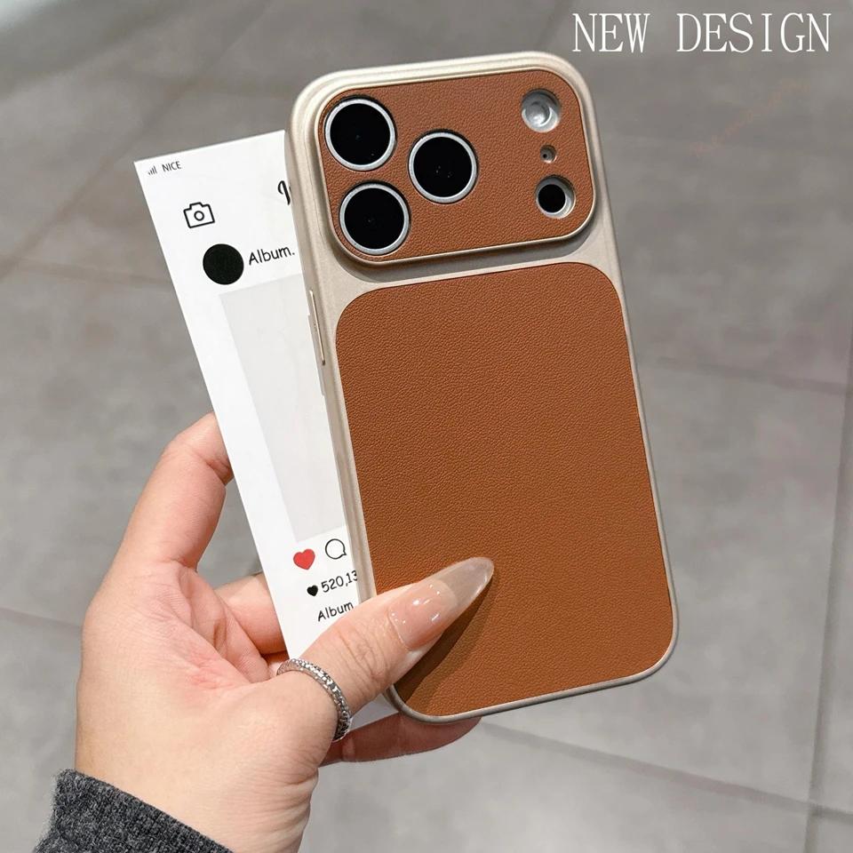 Ретро кожаный чехол для телефона для For Iphone 17 Air 13 14 1 16 17 Pro Max 1 16 14 Plus Ударопрочный жесткий защитный чехол
