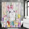 Милая шторка для душа с кроликом, Цветочная красочная шторка для душа с деревянными досками и бантом, Декоративная шторка для ванной, Водонепроницаемая шторка для душа