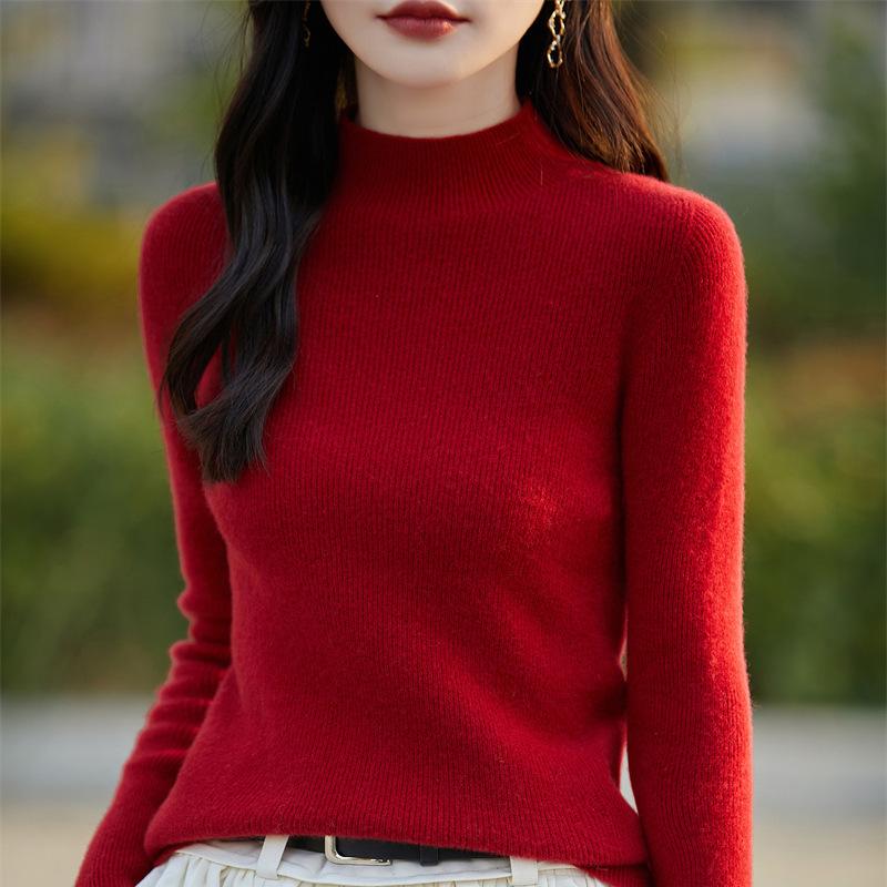 DAFIFY Women's Fashion Casual Fall Winter Solid Color Print Long Sleeve Half Turtleneck Sweaters