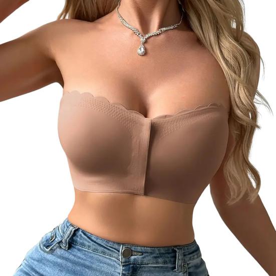 Бюстгальтеры без бретелек для женщин, беспроводная застежка спереди, бюстгальтер-бандо, бесшовный пуш-ап, бюстгальтер-бралетты, собирающийся в сборку