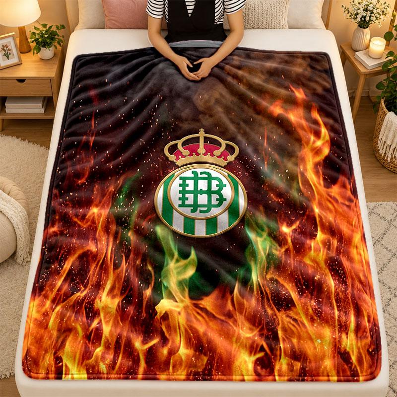 Flannel BlanketReal Betis Football Warm Soft Throw Blanket for Indoor Sofa Bed Living Room Use