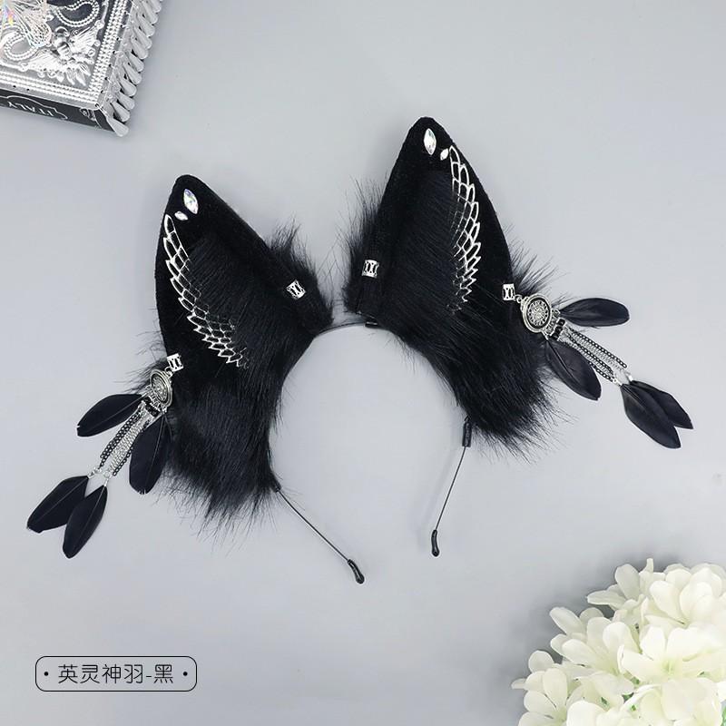 Handmade Faux Fur Animal Ear Headband Cosplay Party Halloween Dark Gothic Costume Accessory