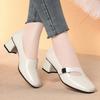Light Mouth Single Shoes Soft Soles Mother Thick Heels Fashionable Middle-Aged Leather Shoes With One Foot Elegant Comfortable
