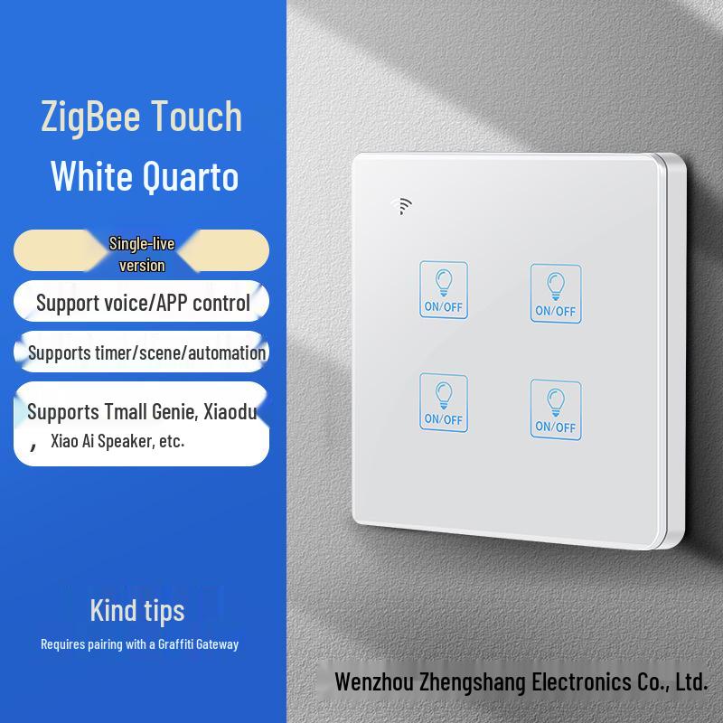Zhengshang C8 Граффити Zigbee Сенсорный Умный Выключатель с 80 Ом Голосовым Управлением для Alexa и Google Assistant.