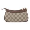 Gucci Сумка для маджонга Ophidia с двойным логотипом G и застежкой-молнией, изготовленная из холста и кожи, подмышечная сумка, сумка через плечо, мини-сумка для женщин, бежевого цвета с черными вставками.