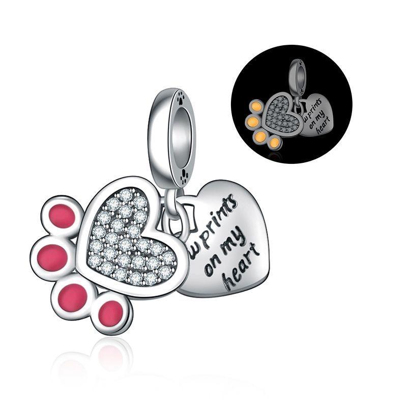 Animals Charms 925 Silver Cat Pets Paw Print Kennel Beads Fit Original Bracelet Necklace DIY Pendants Fashion Jewelry For Woman