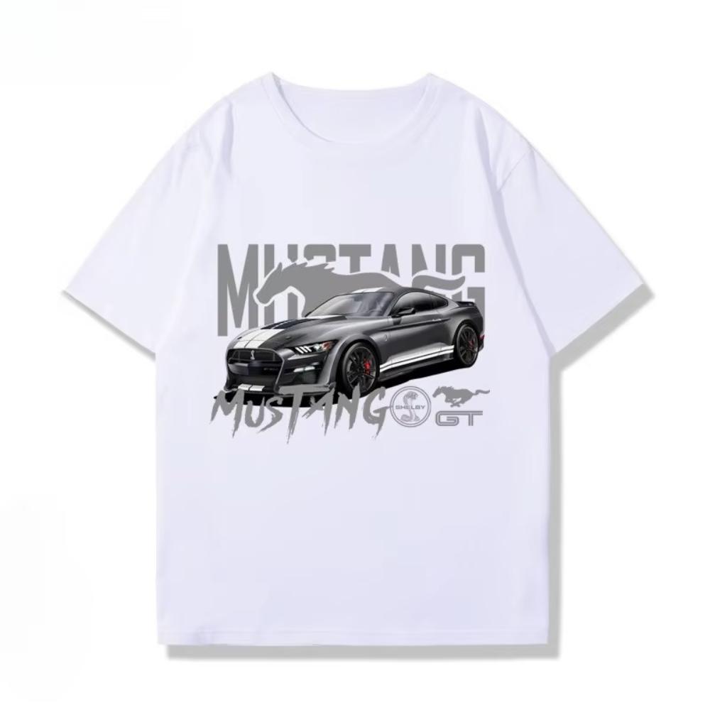 2025 Summer Ford Mustang Shelby Mustang Modification Culture American Muscle Car Loose Summer Short-sleeved T-shirt Men's Wear