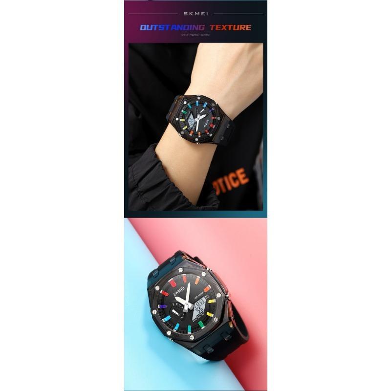 Skmei 2100 уличные мужские цифровые часы с цветным светодиодным дисплеем, водонепроницаемые ударопрочные мужские наручные часы