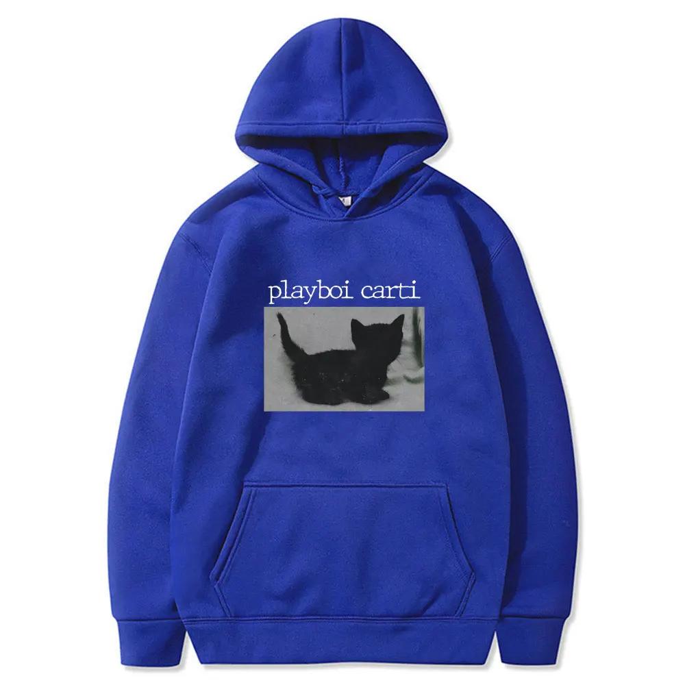 2024 Cartoon Playboi Carti Oversized Hip Hop Hoodie Cute Cat Print Hoodies Harajuku Sweatshirt Regular Mens Tops Men Streetwear