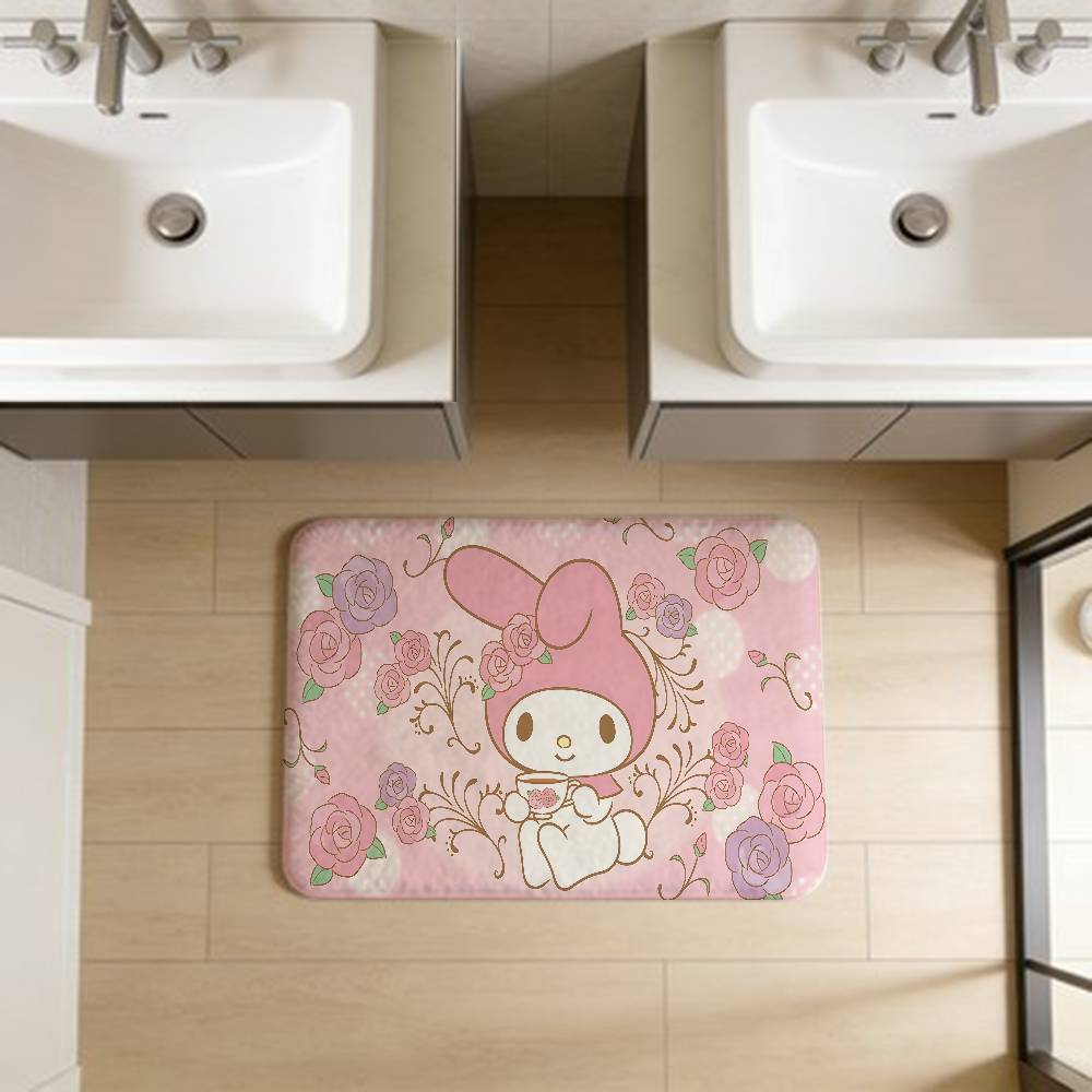 Милый M-my Melody Коврик для ванной Нескользящий Впитывающий воду Длинный полосатый Подушка Коврик для спальни Приветственный коврик